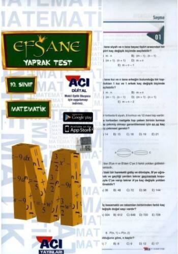 10. Sınıf Matematik Efsane Çek Kopart Yaprak Test Açı Yayınları - 1