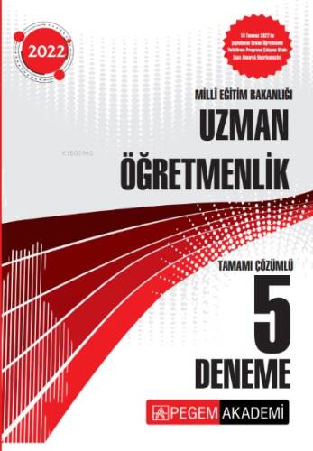 2022 Milli Eğitim Bakanlığı Uzman Öğretmenlik 5 Deneme - 1