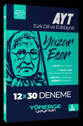 2023 YKS AYT Türk Dili ve Edebiyatı Yazar Eser 12x30 Deneme - 1