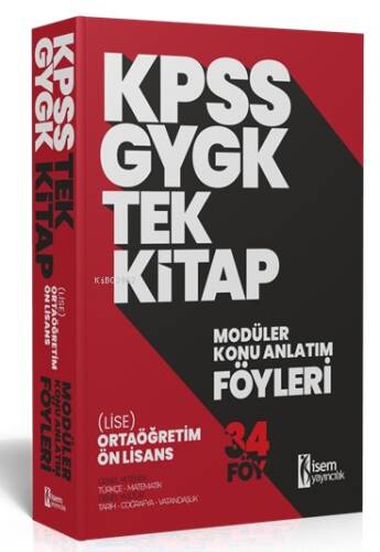 2024 İsem Kpss Genel Yetenek- Genel Kültür Ortaöğretim- Önlisans Tek Kitap Modüler Konu Anlatım Föyleri - 1