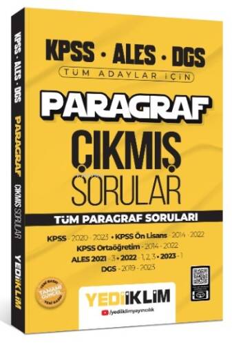 2024 KPSS ALES DGS Paragraf Konularına Göre Tamamı Çözümlü Çıkmış Sorular - 1