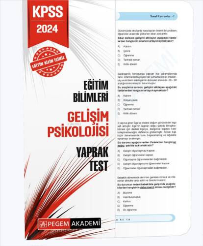 2024 KPSS Eğitim Bilimleri Gelişim Psikolojisi Yaprak Test - 1