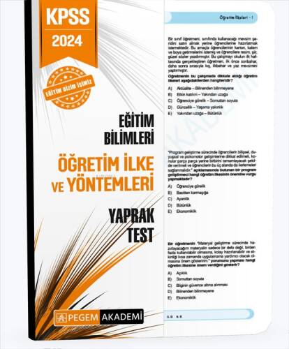 2024 KPSS Eğitim Bilimleri Öğretim İlke ve Yöntemleri Yaprak Test - 1