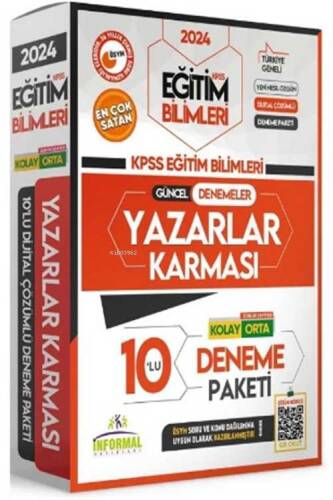 2024 KPSS Eğitim Bilimleri Yazarlar Karması Türkiye Geneli Kurumsal 10lu D. Çözümlü Paket Deneme - 1