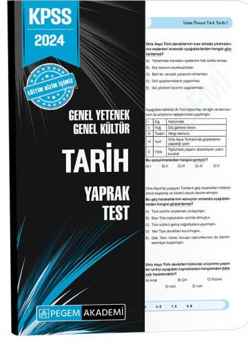 2024 KPSS Genel Yetenek Genel Kültür Tarih Yaprak Test - 1