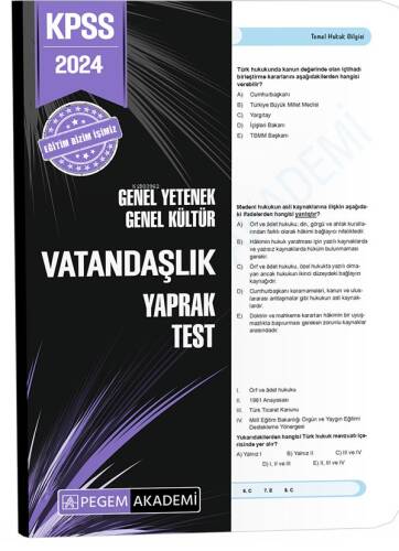 2024 KPSS Genel Yetenek Genel Kültür Vatandaşlık Yaprak Test - 1