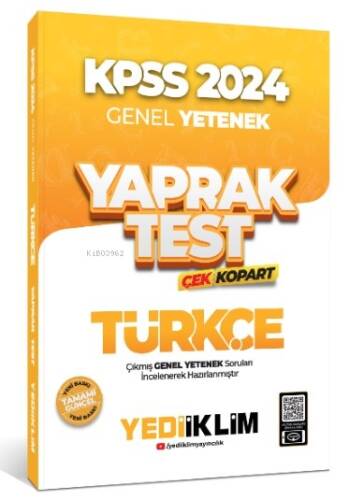 2024 KPSS Genel Yetenek Türkçe Çek Kopart Yaprak Test - 1