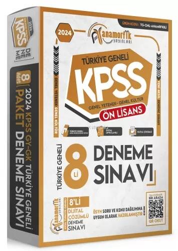 2024 KPSS Ön Lisans GY-GK Anamorfik Yayınları TG Kurumsal 8Li Dijital Çözümlü Paket Deneme Sınavı - 1