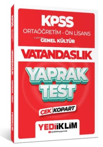 2024 KPSS Ortaöğretim - Ön Lisans Genel Kültür Vatandaşlık Çek Kopart Yaprak Test - 1