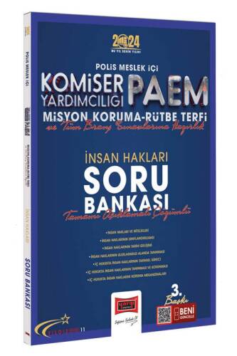 2024 Polis Meslek İçi PAEM Komiser Yardımcılığı Misyon Koruma Rütbe Terfi ve Tüm Branş Sınavlarına Hazırlık Yıldız Serisi İnsan Hakları Soru Bankası - 1