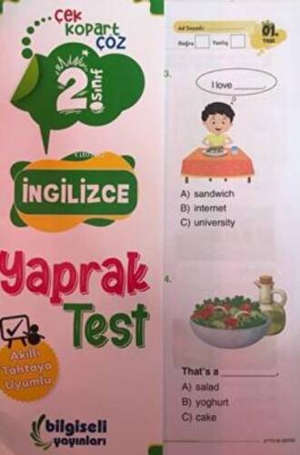 2.Sınıf Açı İngilizce Çek Kopart Yaprak Test - 1