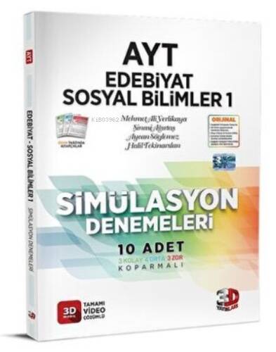 3D Yayınları AYT Edebiyat Sosyal Bilimler 1 Simülasyon Denemeleri - 1