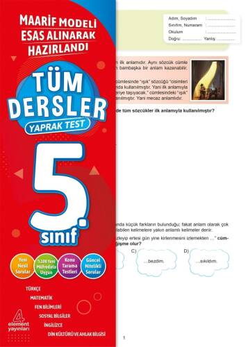 4 Element Tüm Dersler Yaprak Test 5. Sınıf - 1