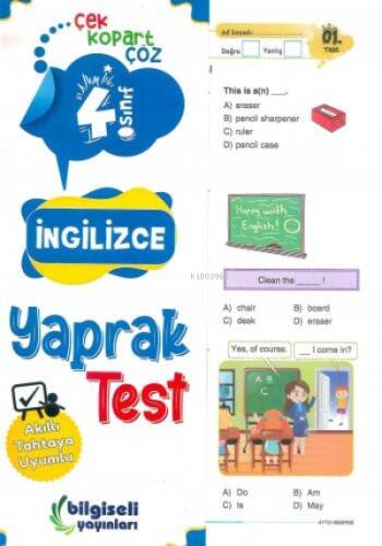 4.Sınıf Açı İngilizce Çek Kopar Yaprak Test - 1