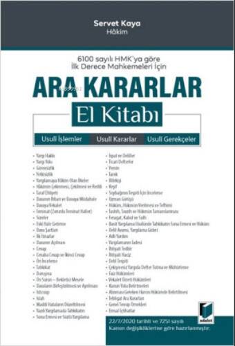 6100 Sayılı HMK'ya göre İlk Derece Mahkemeleri için Ara Kararlar El Kitabı - 1