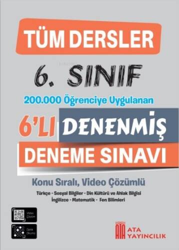 6,Sınıf Tüm Dersler Denenmiş 6'Lı Deneme Sınavı - 1