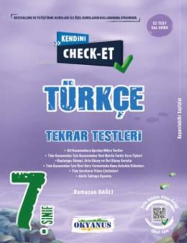 7. Sınıf Kendini Check - Et Türkçe Tekrar Testleri - 1