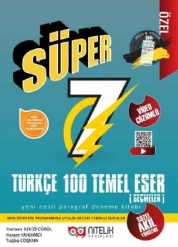 7. Sınıf Süper Türkçe 100 Temel Eser ;Paragraf Deneme Kitabı - 1