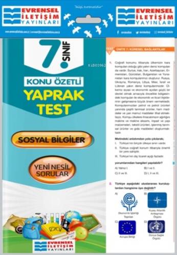 7.Sınıf Sosyal Bil.YT 2020 - 1