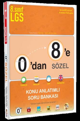 8. Sınıf LGS 0 dan 8 e Sözel Konu Anlatımlı Soru Bankası - 1