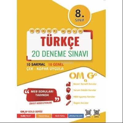 8. Sınıf Omage Gold Türkçe 20 Deneme Sınavı - 1