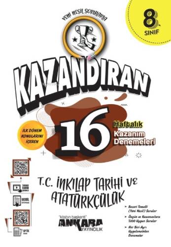 8. Sınıf TC İnkılap Tarihi ve Atatürkçülük Kazandıran 16 Haftalık Kazanım Denemeleri - 1