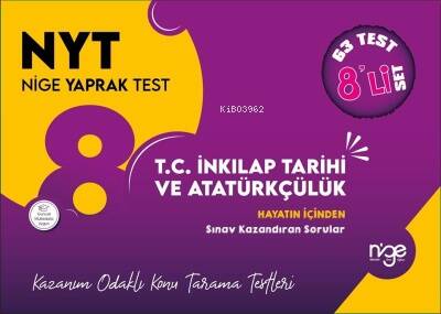 8.Sınıf T.C. İnkılap Tarihi Ve Atatürkçülük Nyt Nige Yaprak Test - 53 Yaprak - 1