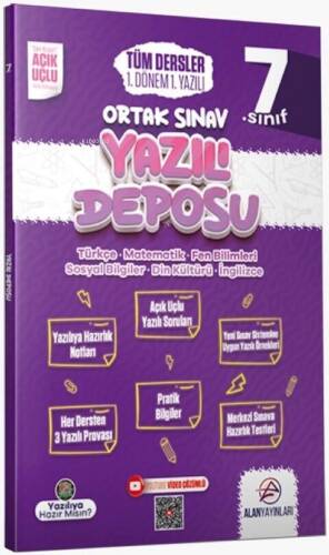 Alan Yayınları 7. Sınıf Tüm Dersler Ortak Sınav 1. Dönem 1. Yazılı - 1