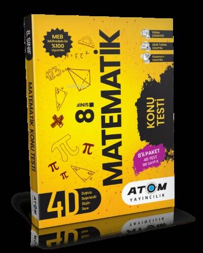 Atom Yayınları 8.Sınıf Matematik Kurumsal Test 48 TestDökme Test - Videolu - Takipli - 1