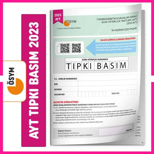 AYT 2023 ÖSYM Tıpkı Basım Türkiye Geneli Dijital Çözümlü Soru Kitapçığı - 1