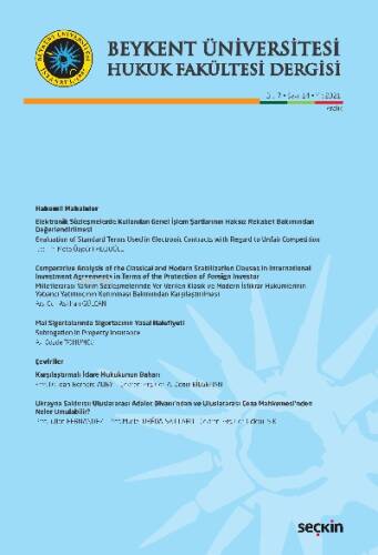 Beykent Üniversitesi Hukuk Fakültesi Dergisi Cilt:7 – Sayı:14 – Aralık 2021 - 1