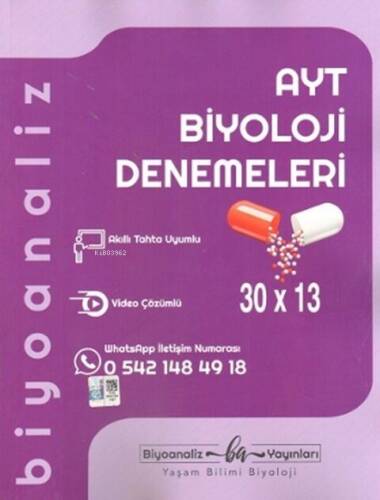 Biyoanaliz Yayınları AYT Biyoloji 30 x 13 Denemeleri - 1