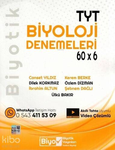 Biyotik Yayınları TYT Biyoloji 60x6 Denemeleri Biyotik - 1