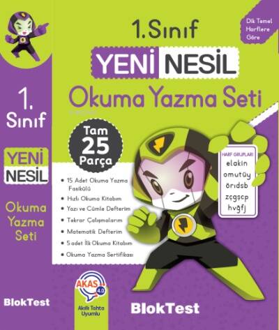 Blok Test 1. Sınıf Yeni Nesil Okuma Yazma Seti (25 Parça) - 1