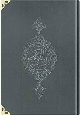 Büyük Cep Boy Kadife Kur`an-ı Kerim Koyu Gri, Yaldızlı, Mühürlü - 1025 Koyu Gri - 1