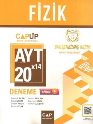 Çap Yayınları AYT Fizik 20 X 14 Up Deneme - 1