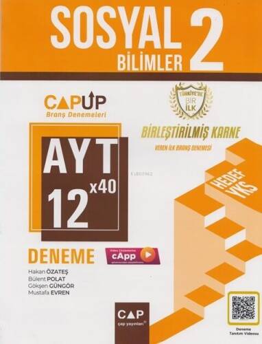 Çap Yayınları AYT Sosyal Bilimler 2 12 X 40 Up Deneme - 1