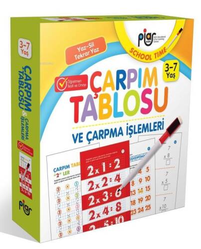 Çarpım Tablosu ve Çarpma İşlemleri / Yaz-Sil-Tekrar Yaz / 3-7 Yaş / Piar Kids - 1