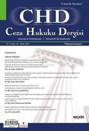 Ceza Hukuku Dergisi Sayı: 36 Nisan 2018 - 1