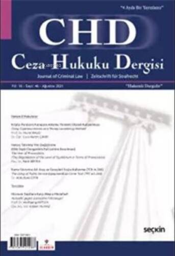 Ceza Hukuku Dergisi Sayı: 46 – Ağustos 2021 - 1