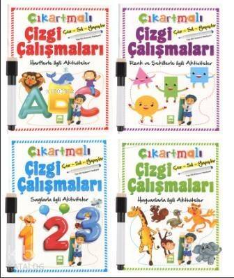 Çıkartmalı Çizgi Çalışmaları Seti Kalemli 4 Kitap - 1