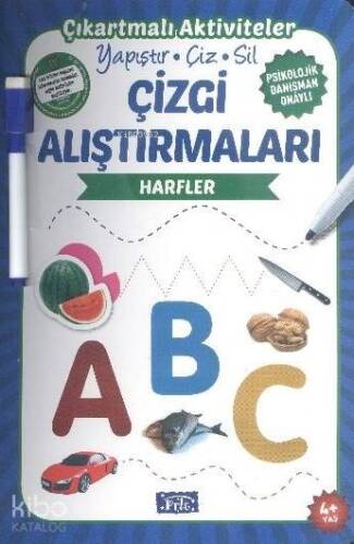 Çizgi Alıştırmaları - Harfler; Yapıştır - Çiz - Sil - 1