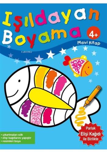 Çocuklar için Işıldayan Boyama 4+ Yaş Mavi Kitap - Odak ve El Becerisi Geliştirici - 1