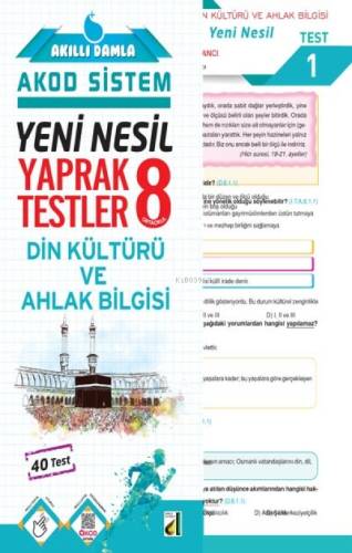 Damla Yeni Nesil Din Kültürü ve Ahlâk Bilgisi Yaprak Testler - 8 - 1