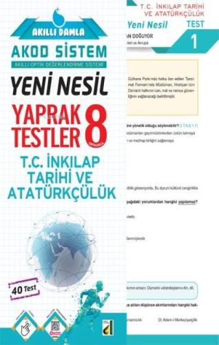 Damla Yeni Nesil T.C. İnkılap Tarihi ve Atatürkçülük Yaprak Testler - 8 - 1