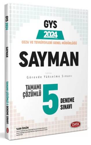 Data Yayınları 2024 Ceza ve Tevkifevleri Sayman GYS Tamamı Çözümlü 5 Deneme Sınavı - 1