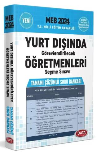 Data Yayınları 2024 MEB Yurt Dışında Görevlendirilecek Öğretmenleri Seçme Sınavı Tamamı Çözümlü Soru Bankası - 1