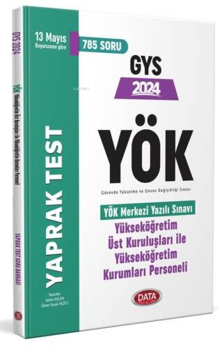 Data Yayınları 2024 YÖK Üst Kuruluşları ile YÖK Personeli GYS Yaprak Test - 1