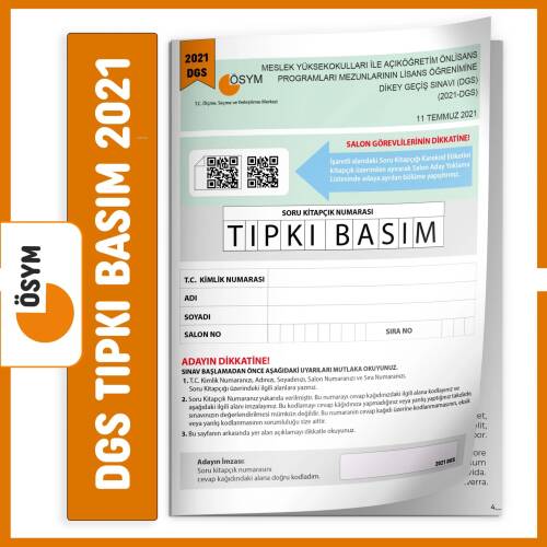 DGS 2021 ÖSYM Tıpkı Basım Türkiye Geneli Dijital Çözümlü Çıkmış Soru Deneme Kitapçığı - 1