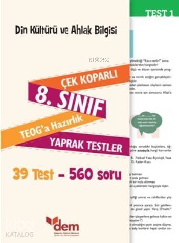 Din Kültürü ve Ahlak Bilgisi 8. Sınıf Teog'a Hazırlık Yaprak Testler; Çek Koparlı 39 Test - 560 Soru - 1